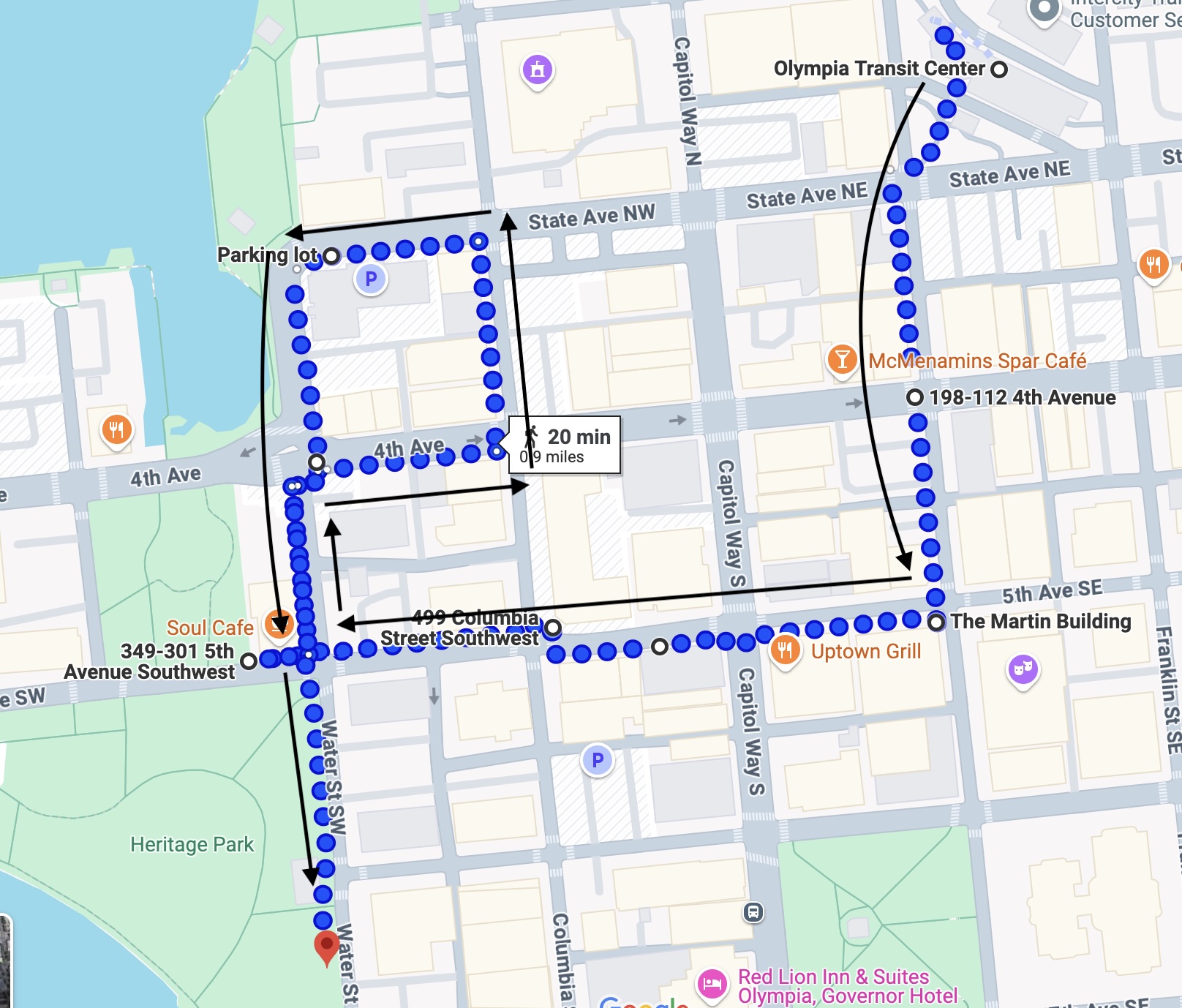 Screenshot Screenshot of the Ayyas' walking route for alms round