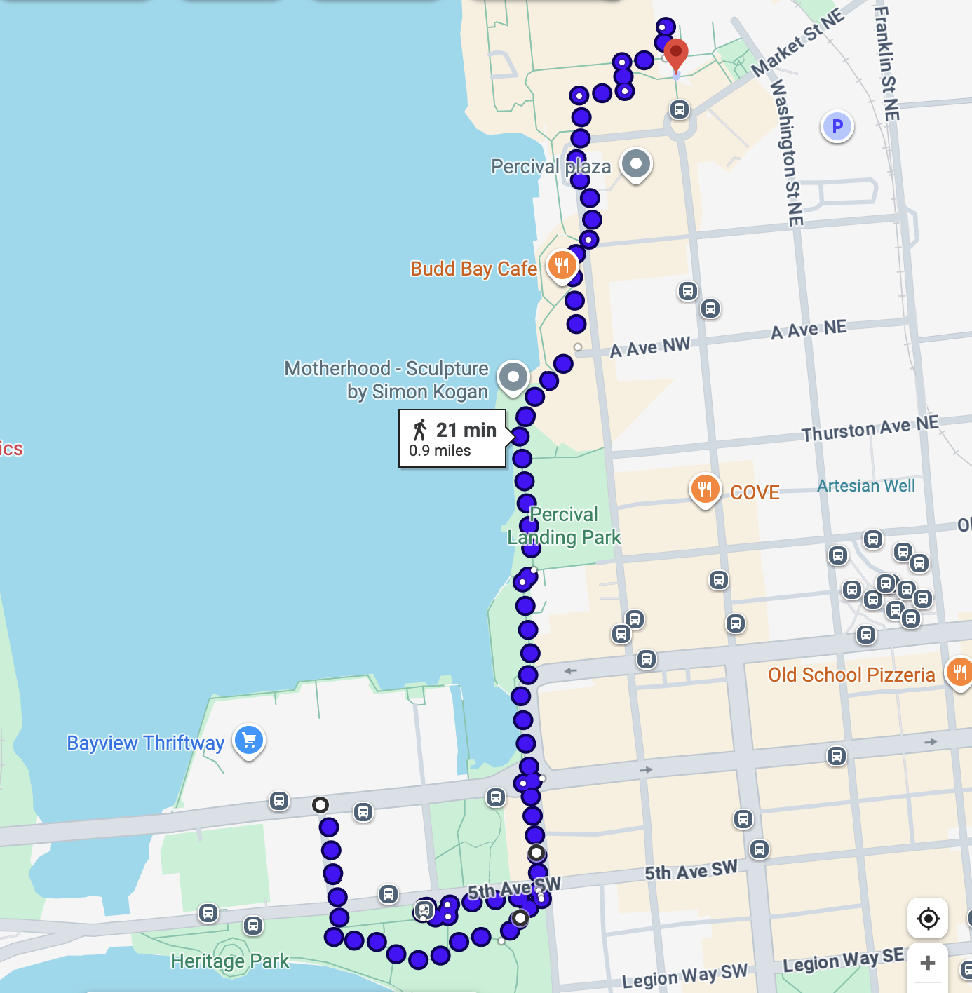 Almsround route Downtown Olympia ending at the Farmer's Market